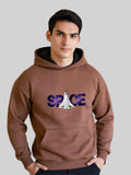 Men Printed Brown Colour Hoodie