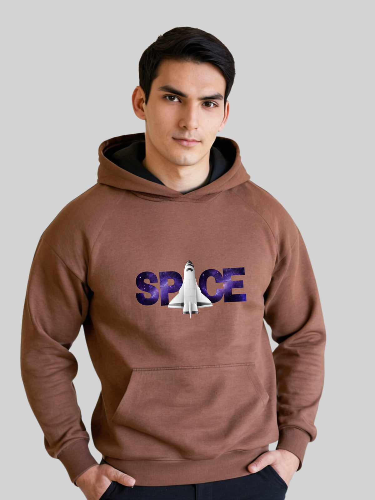 Men Printed Brown Colour  Hoodie
